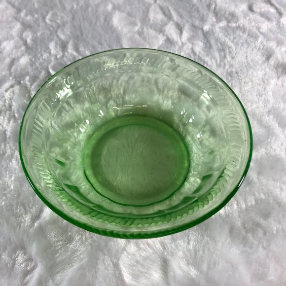Vintage Vaseline Glass Dessert Bowl Block Optic #26 - Picture 8 of 10
